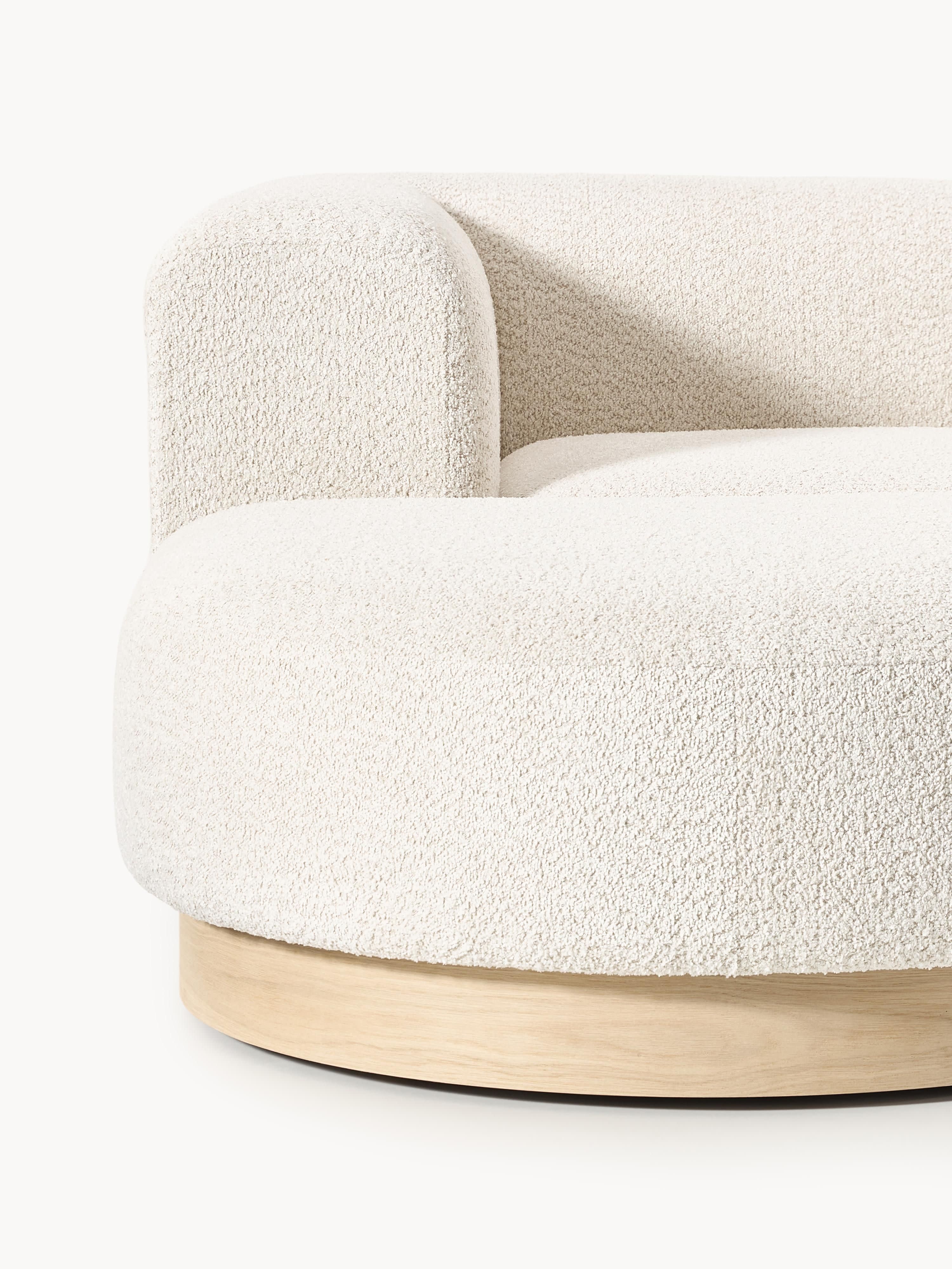 Modulaire bank Natalie (3-zits) uit teddy-bouclé met kruk (links/rechts)