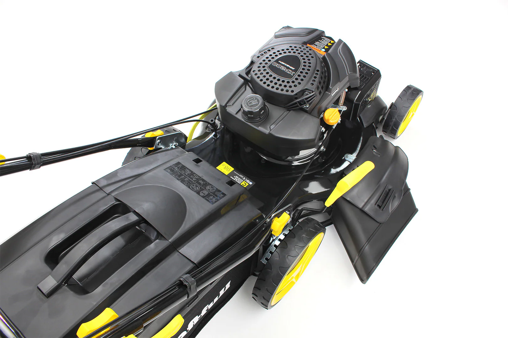 Craftfull Premium Benzin-Rasenmäher CR-196-10, 5in1, GT-Markengetriebe, 196cc-Motor, 4,4 kW, Euro 5 (Schwarz/Gelb)