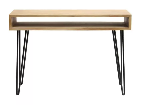 Bureau avec rangement en bois manguier massif et métal noir L116 cm VIBES
