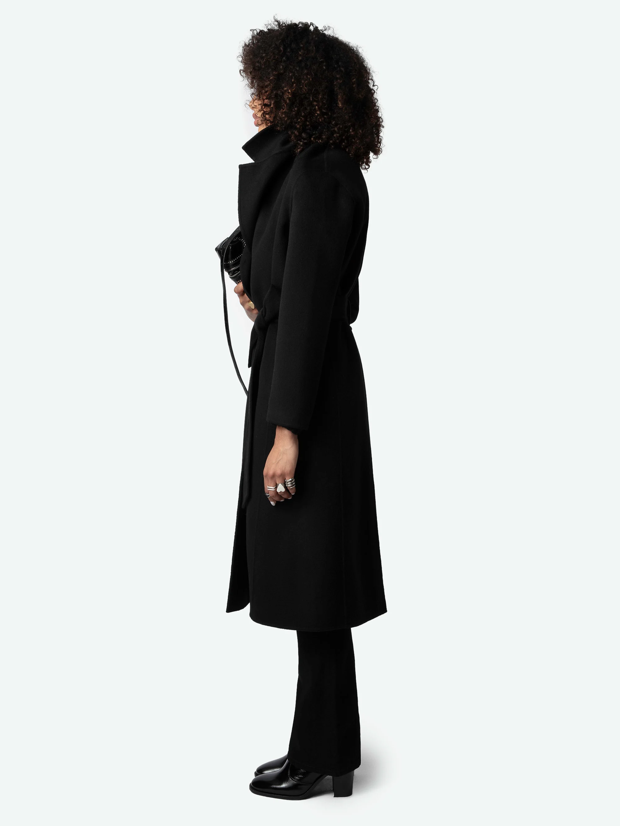 MELI - Manteau col tailleur en laine mélangée | Noir