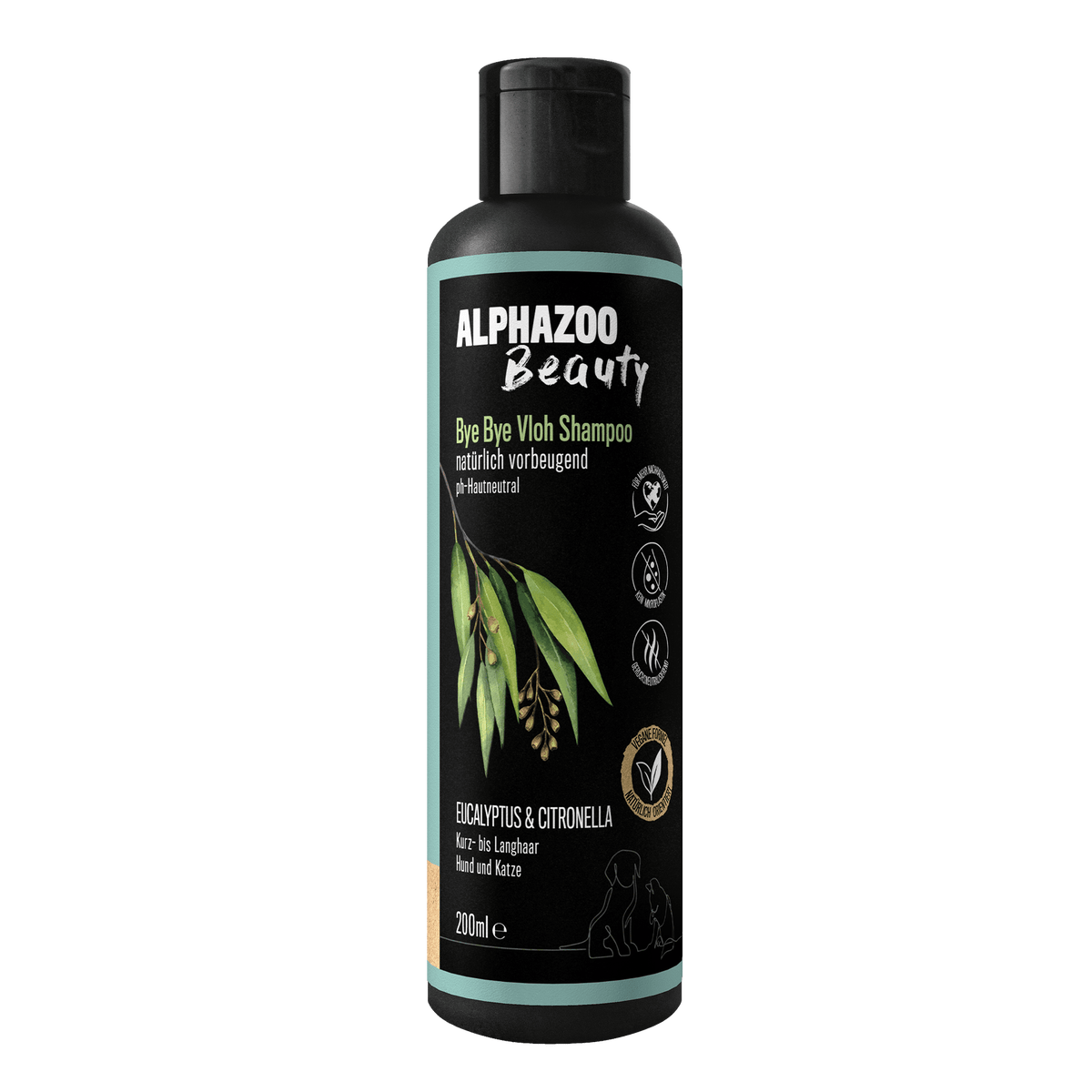 ALPHAZOO Bye-Bye-Flea Shampoo 200ml voor honden en katten | Zachte hondenshampoo