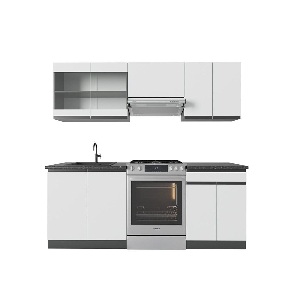 Vicco Küchenzeile Küchenblock Einbauküche R-Line J-Shape Anthrazit Weiß 200 cm modern Küchenschränke Küchenmöbel