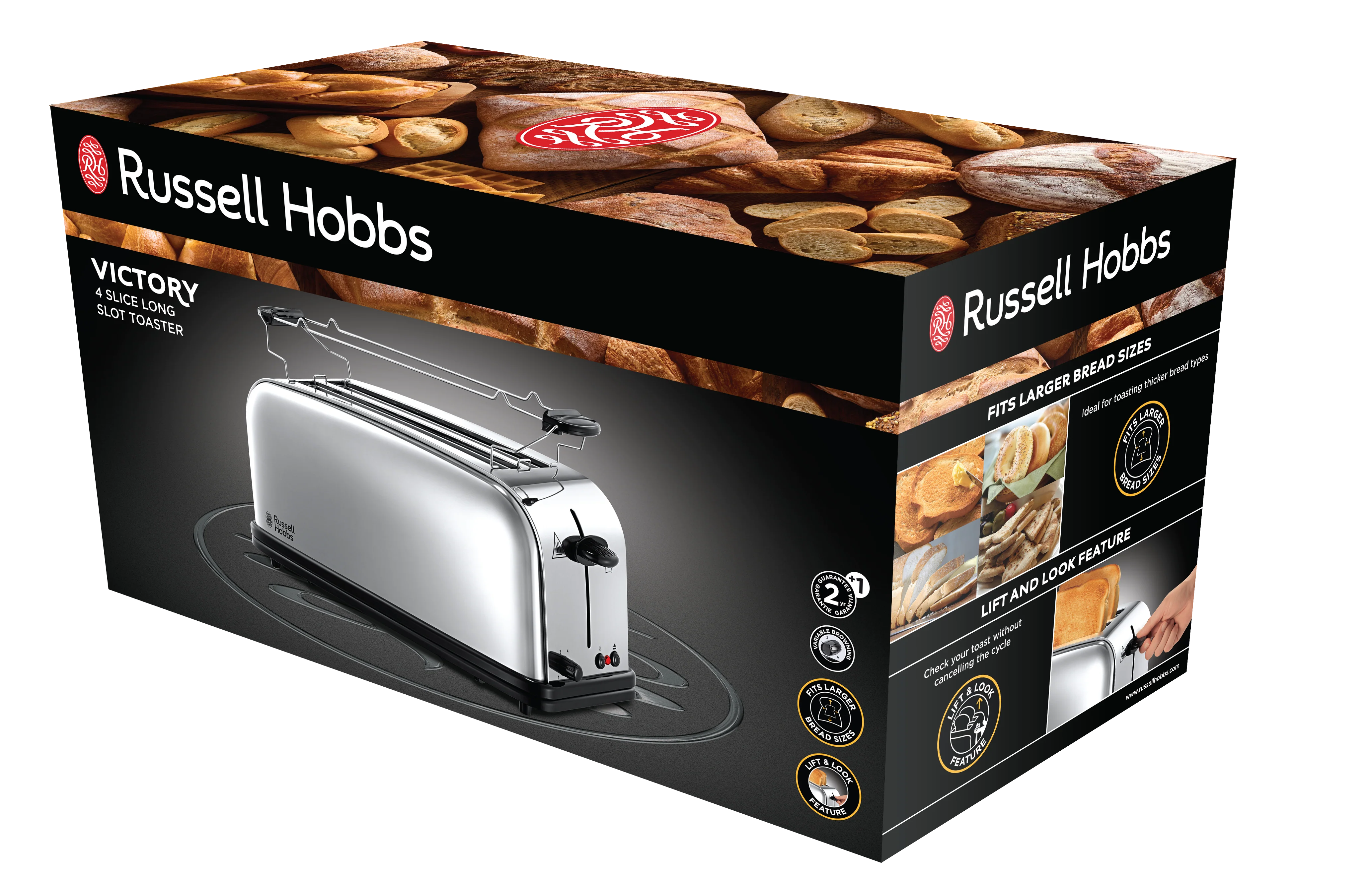 Russell Hobbs  Victory brødrister stor - børstet stål