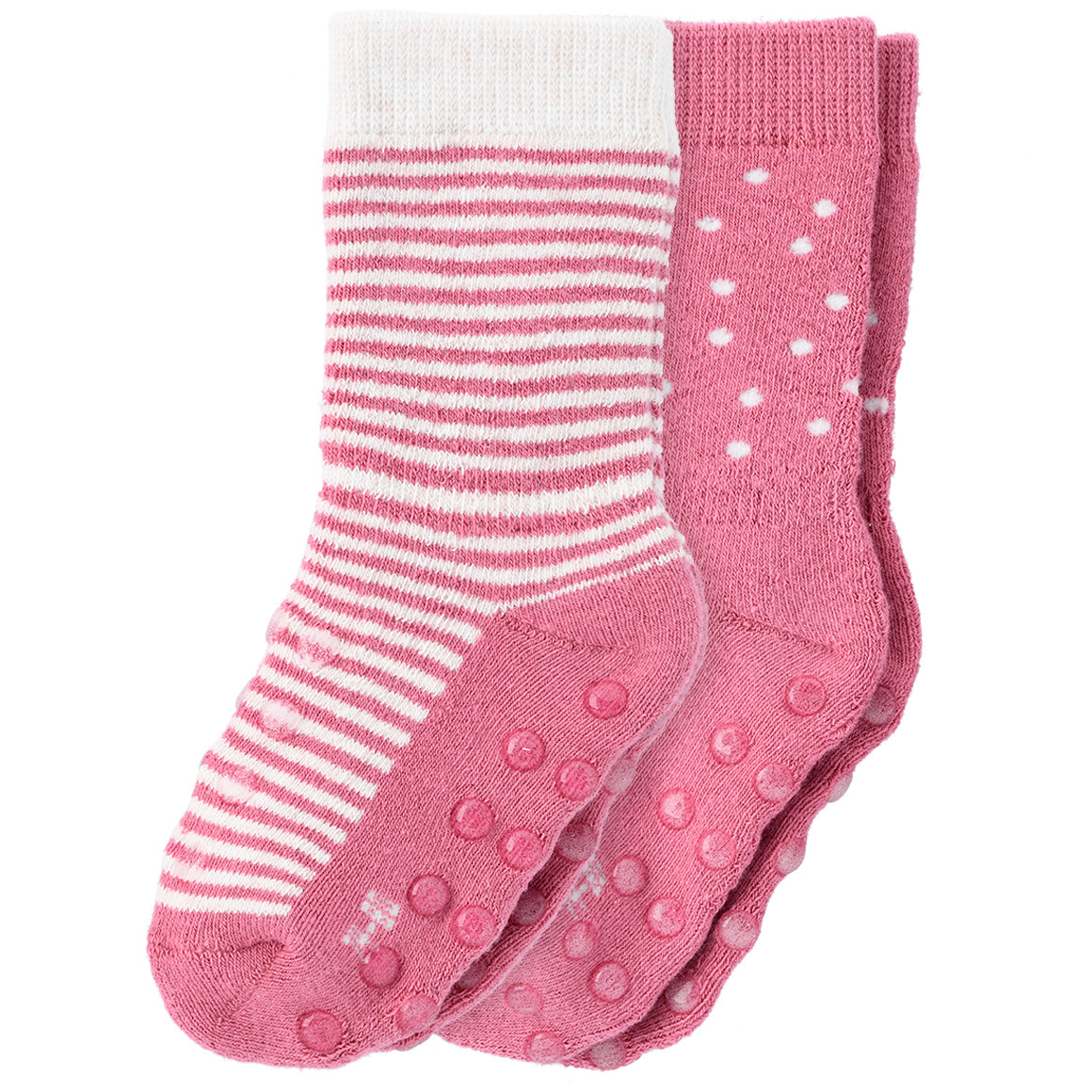 Topomini 2 Paar Baby Krabbelsocken im Set dunkelrosa