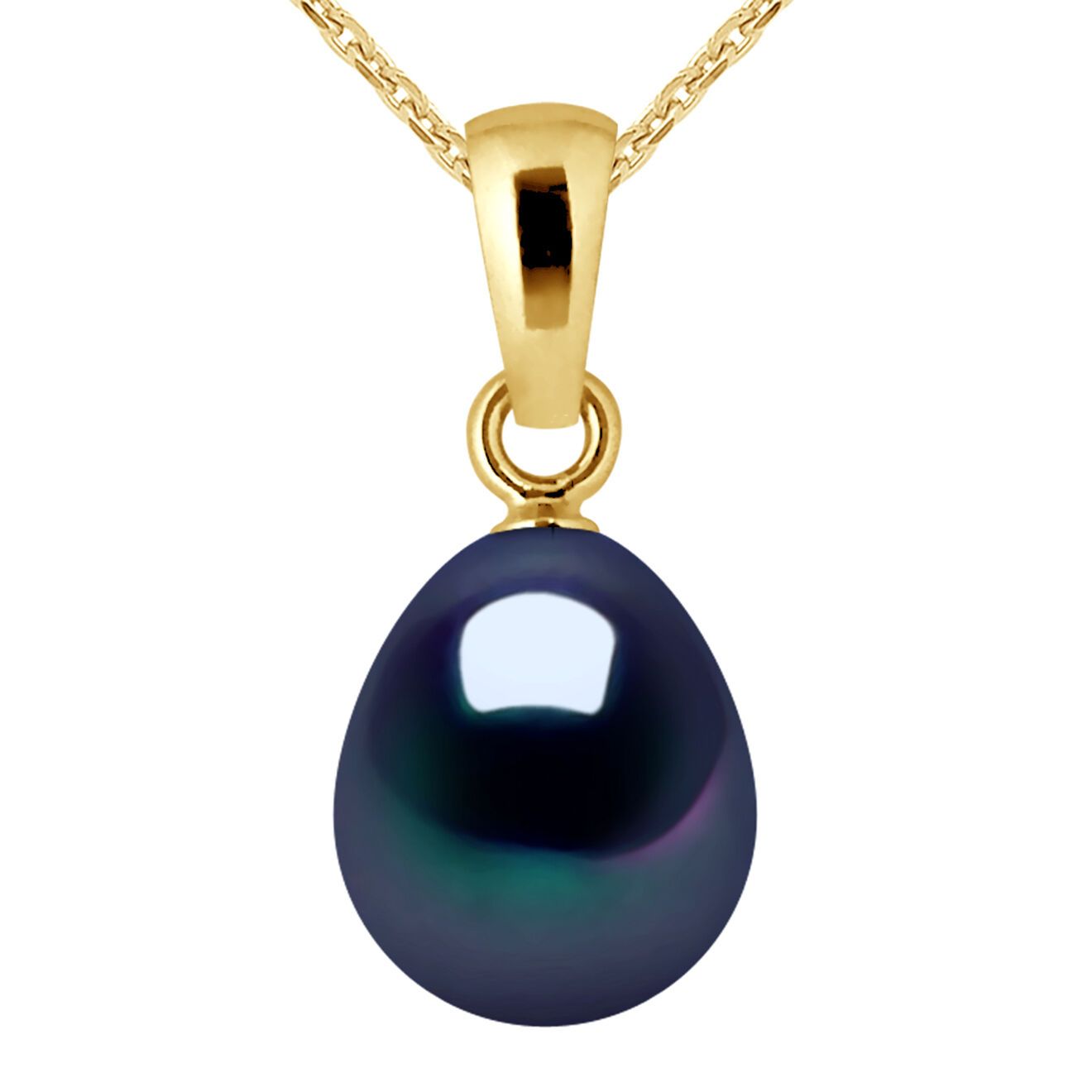 Mitzuko Collier Or Jaune Perle d'Eau Douce noire