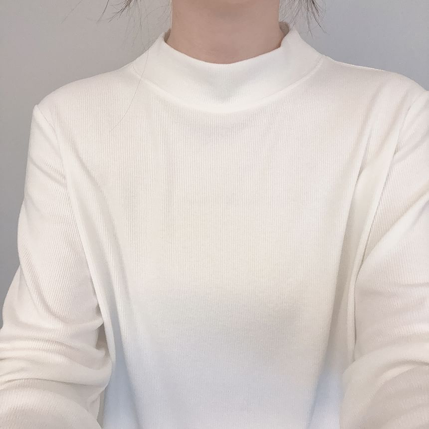 Glotto - T-shirt met lange mouwen en mockneck, effen