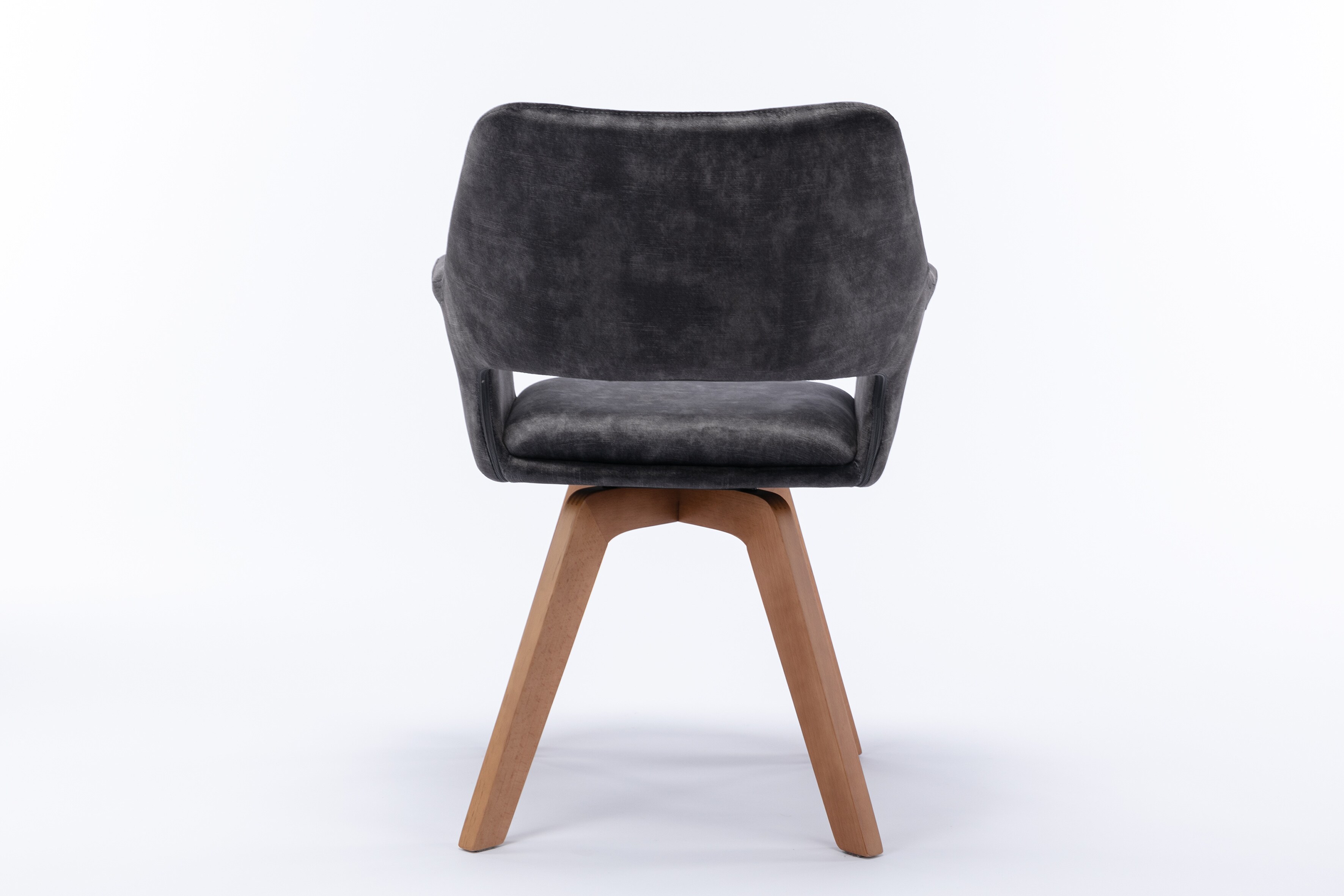 byLIVING Esszimmerstuhl KLARA, 2-er Set, Samt anthrazit, Gestell Eiche-Optik