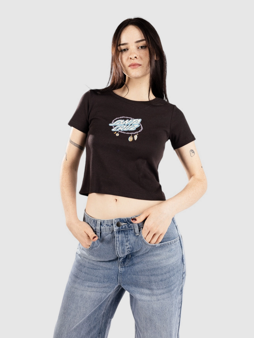 Santa Cruz Barbed Oval Dot Front T-Shirt ground coffee