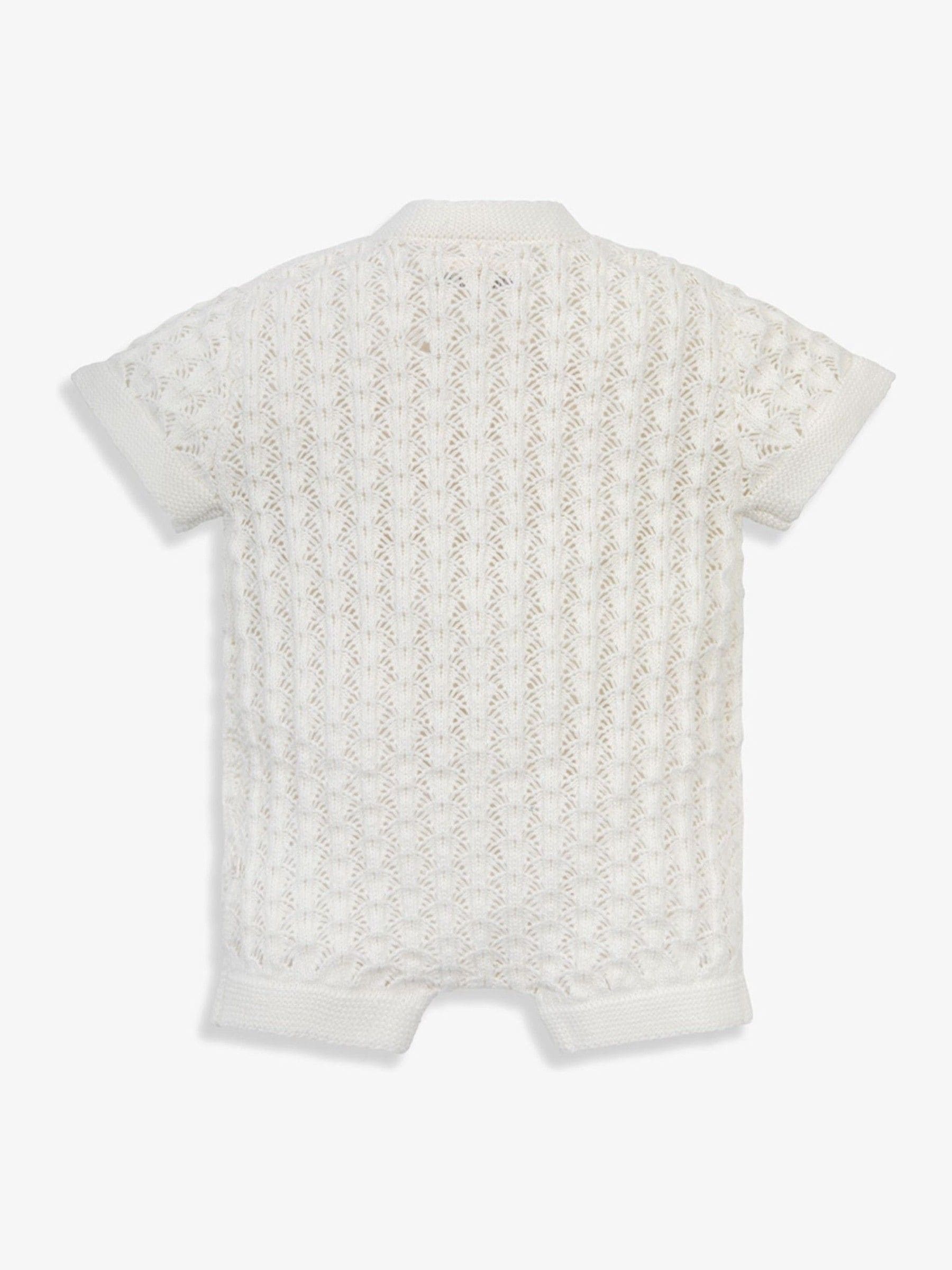Wit - The Little Tailor Baby Scallop Design Pointelle Button Through 100% Cotton Romper