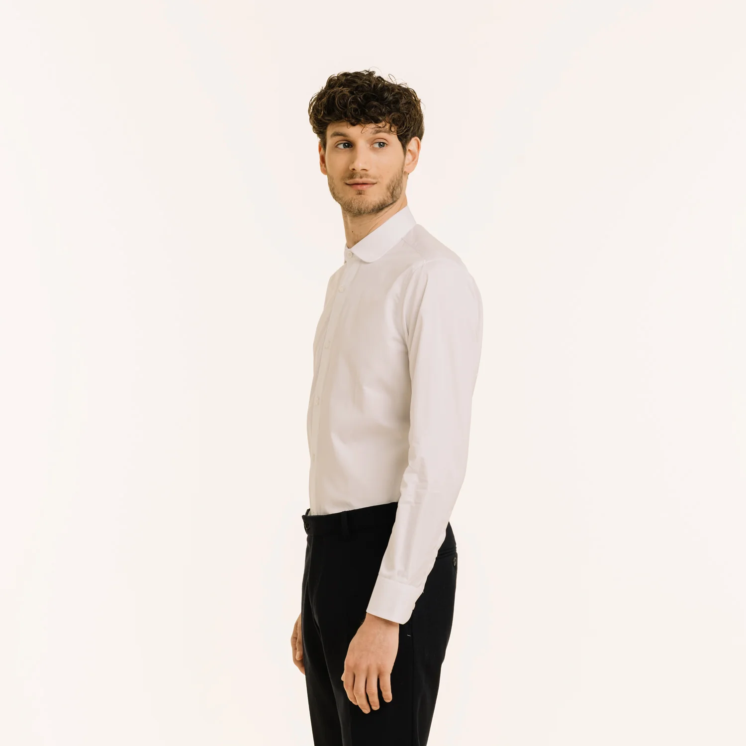 Fitted shirt in white double-twisted poplin