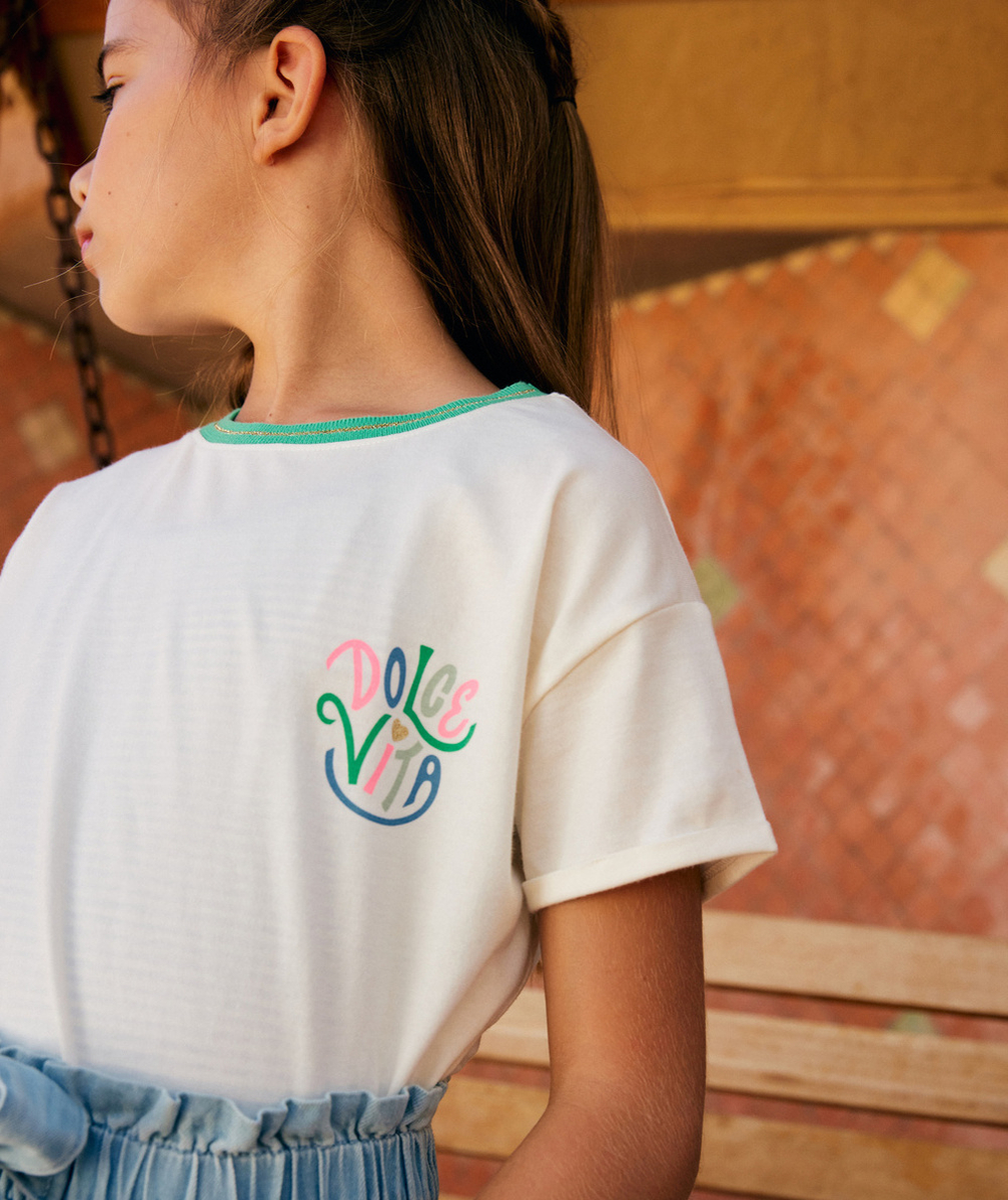 t-shirt manches courtes fille en coton bio dolce vita