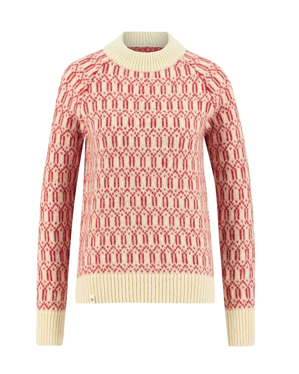 Ulvang Echo Mock Neck Sweater Womens Off White/Chilli Pepper