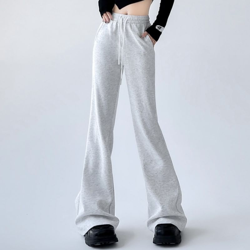 Colarseo - Effen wijd uitlopende joggingbroek met trekkoord in de taille