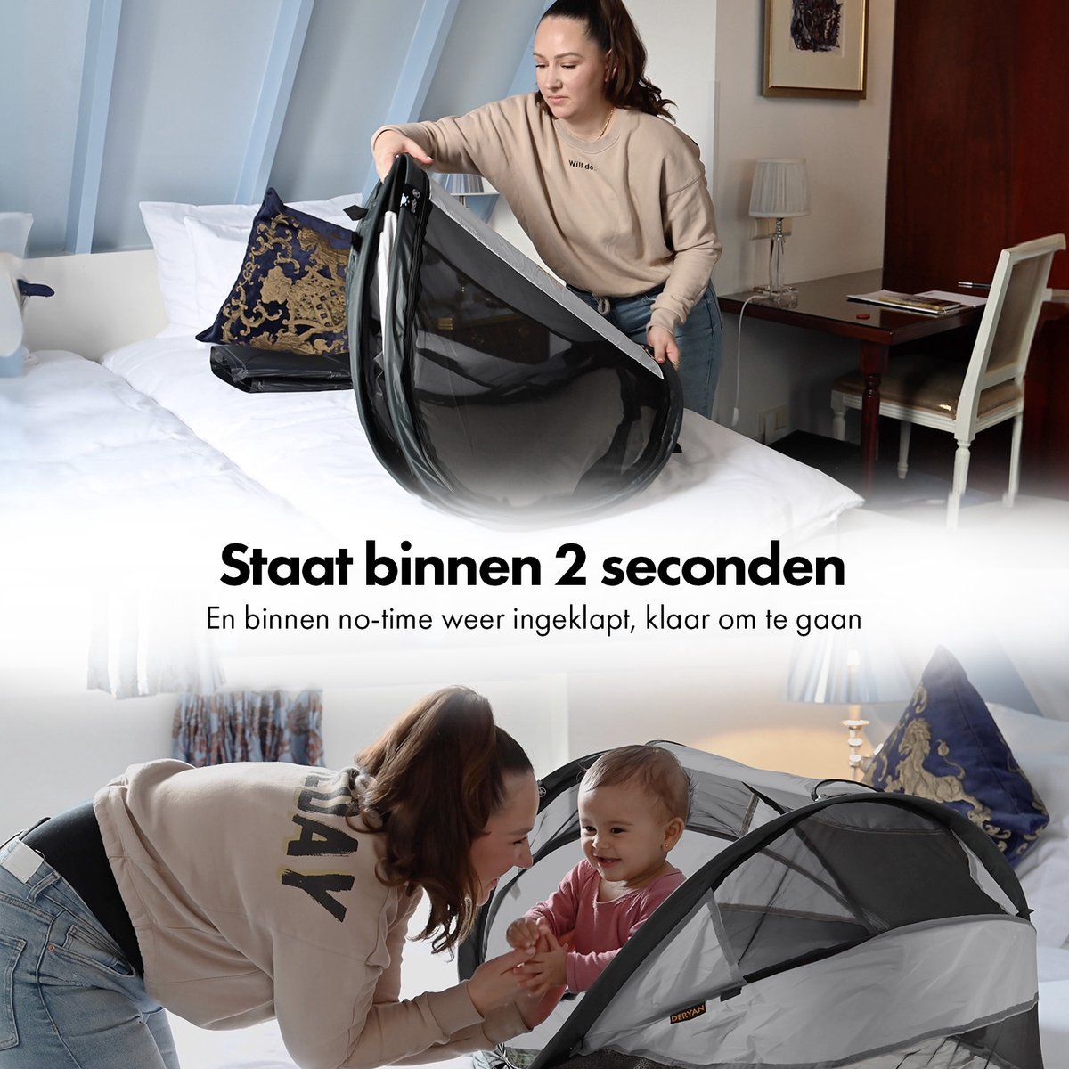 Deryan Baby Luxe campingbedje - Silver