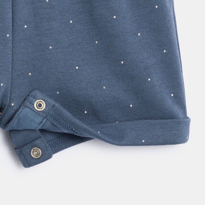 Salopette courte molletonnée à pois bleue bébé fille Bleu