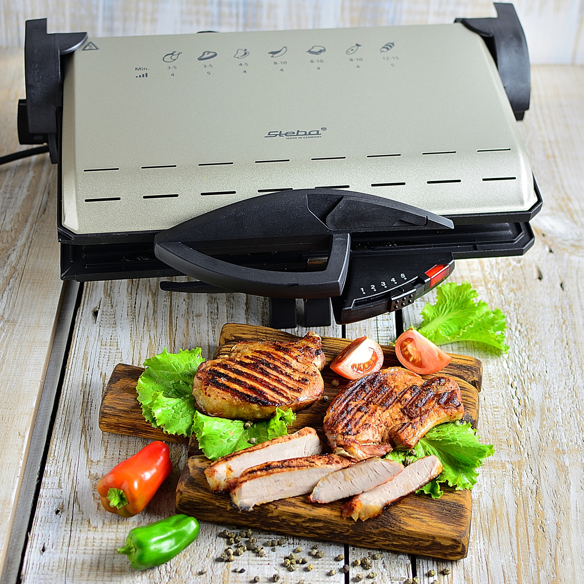 STEBA Kontaktgrill - champagner-metallic - stufenlose Temperaturregelung