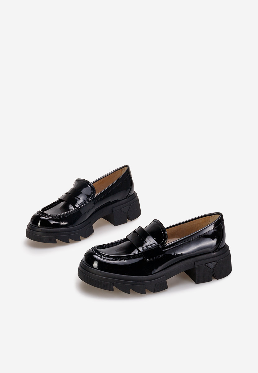 Mocassins femme à semelle épaisse noirs Lerina