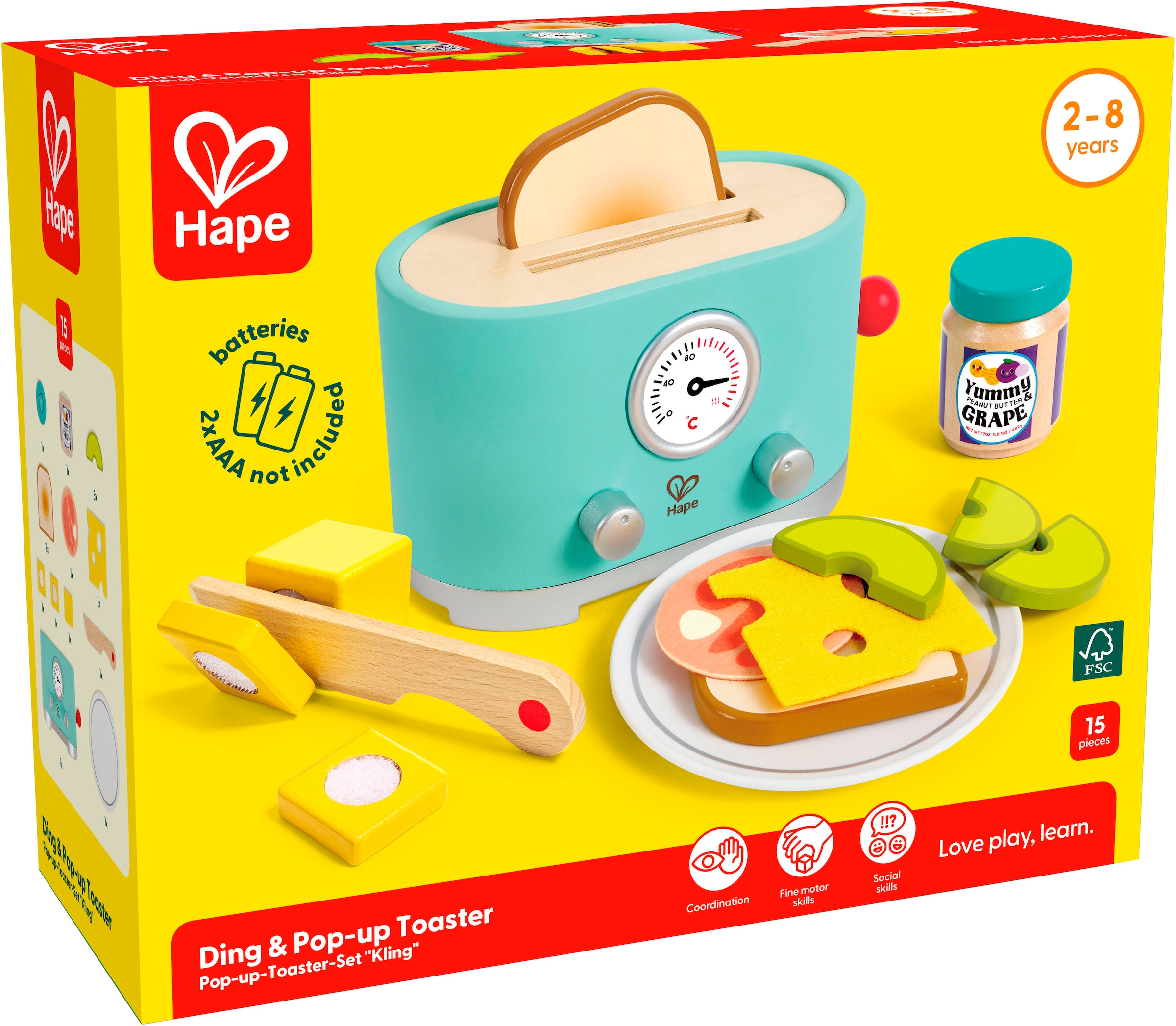 Hape Kinder-Toaster »Kling, Pop-Up-Toaster-Set« aus Holz