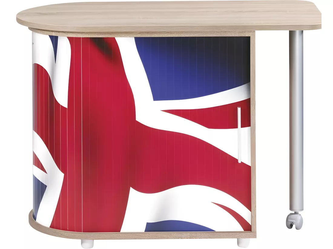 Bureau Chêne Table Pivotante et Rangement - Coloris: Drapeau anglais 701