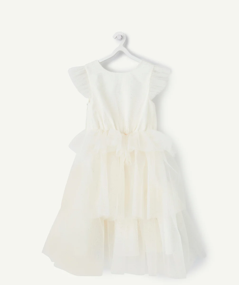 robe de cérémonie fille en tulle écru pailleté