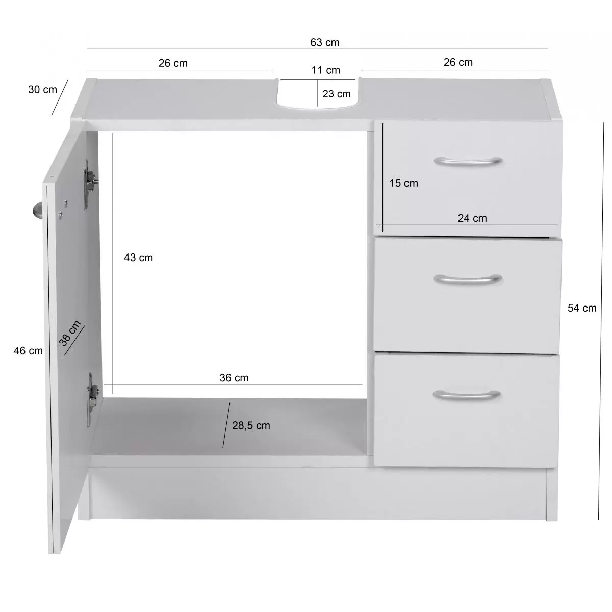 Waschbeckenunterschrank Ourense silber,weiss