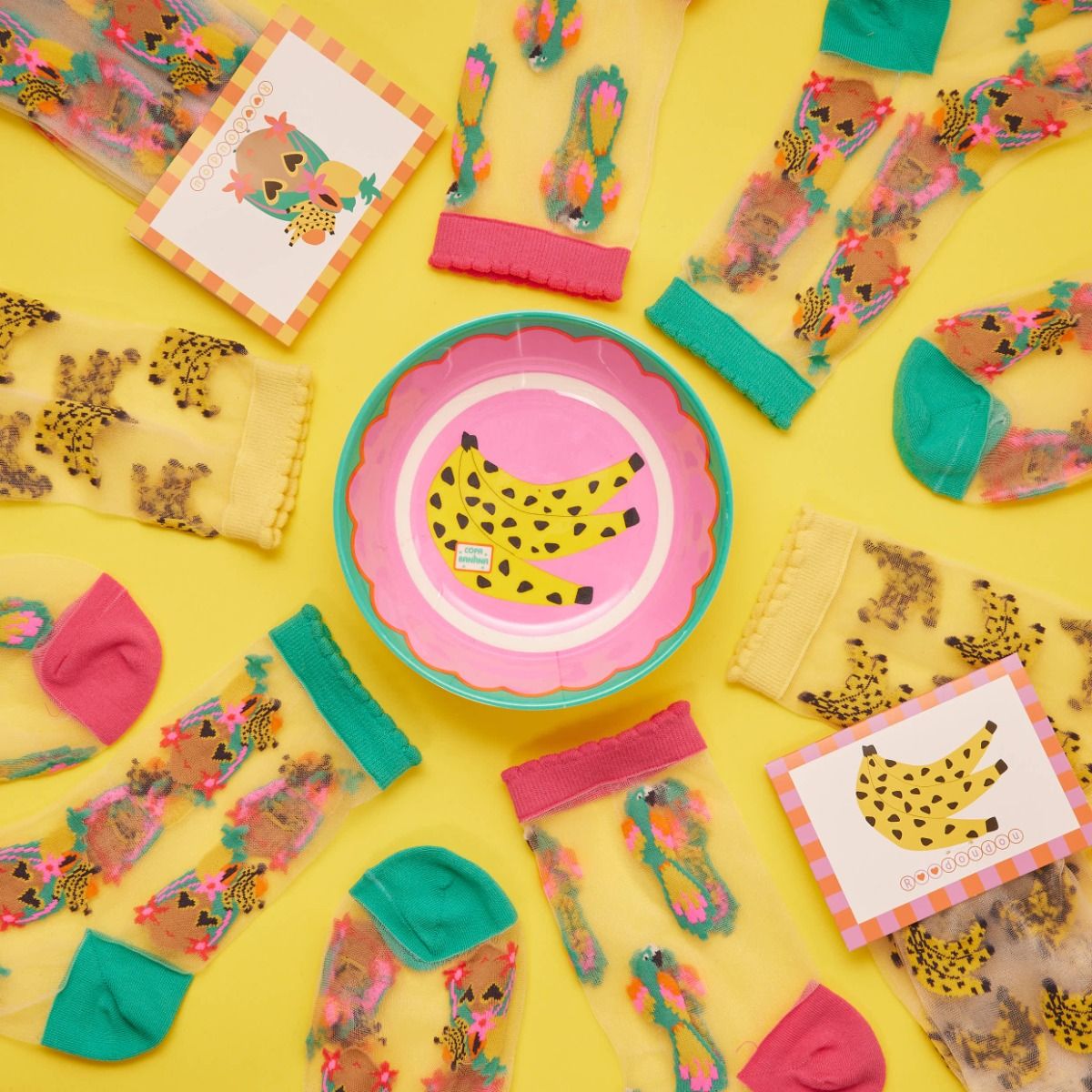 Chaussettes en nylon adulte bananes 36-40 - Copacabana party ! Roodoudou
