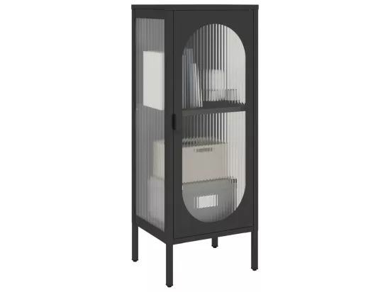 Buffet noir 40x35x105 cm verre et acier