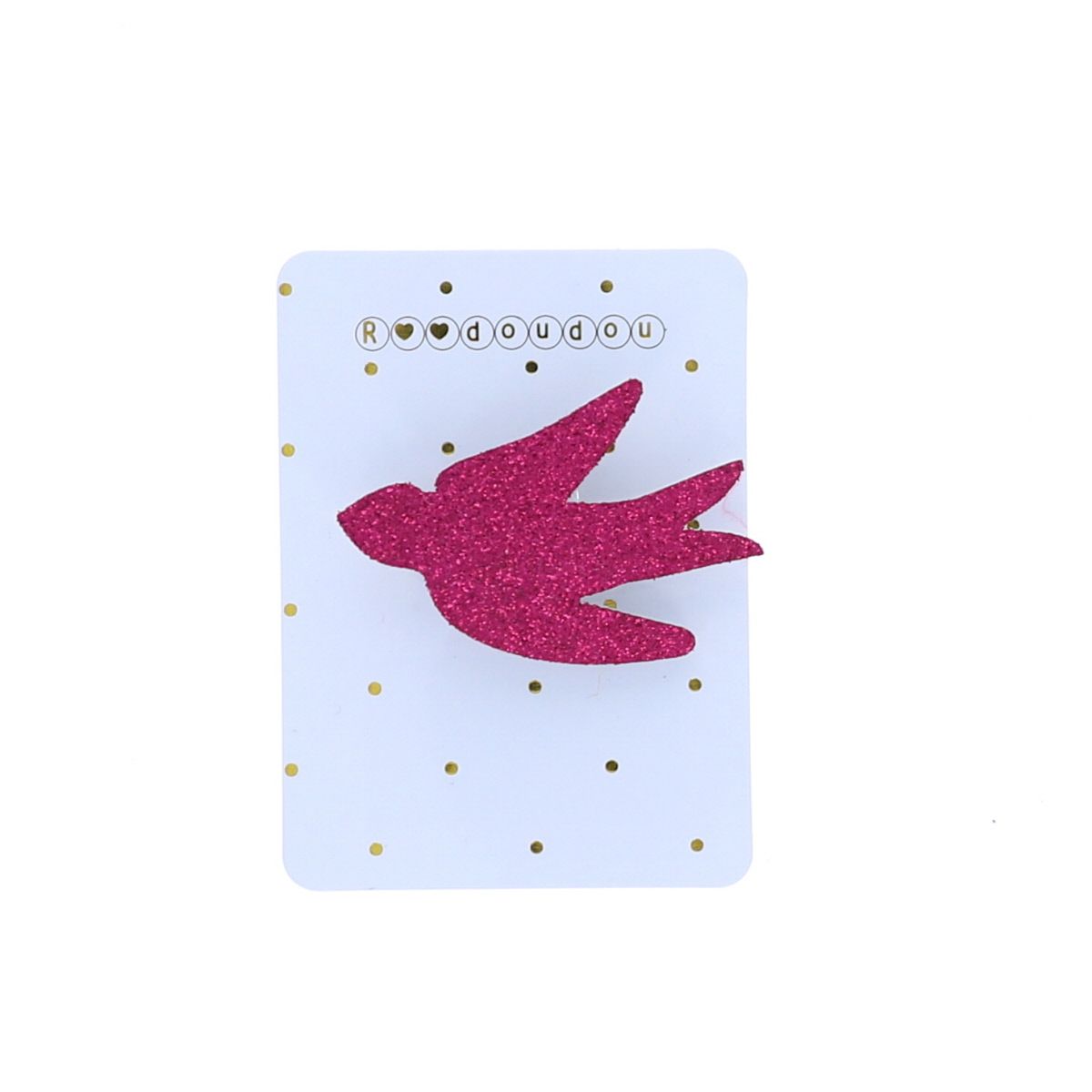 Broche oiseau paillettes rose Roodoudou