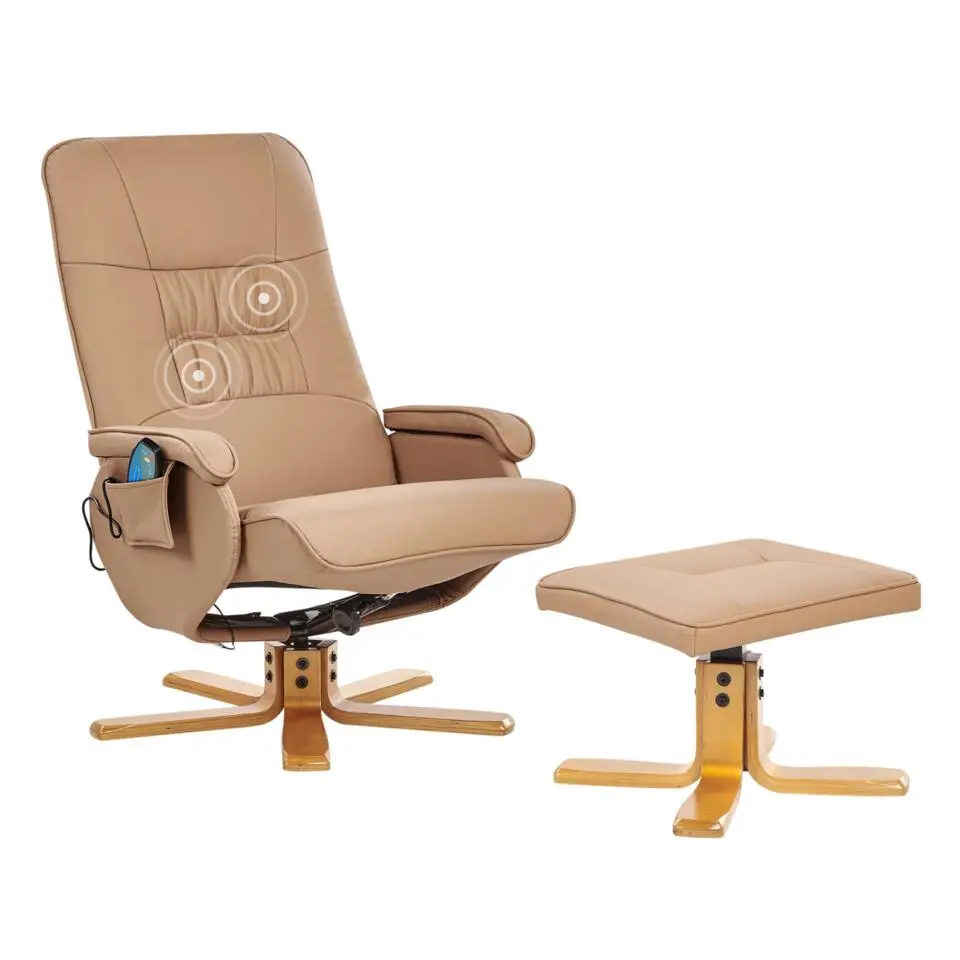 RELAXPRO - Relaxfauteuil met voetenbank - Lichtbruin - Kunstleer