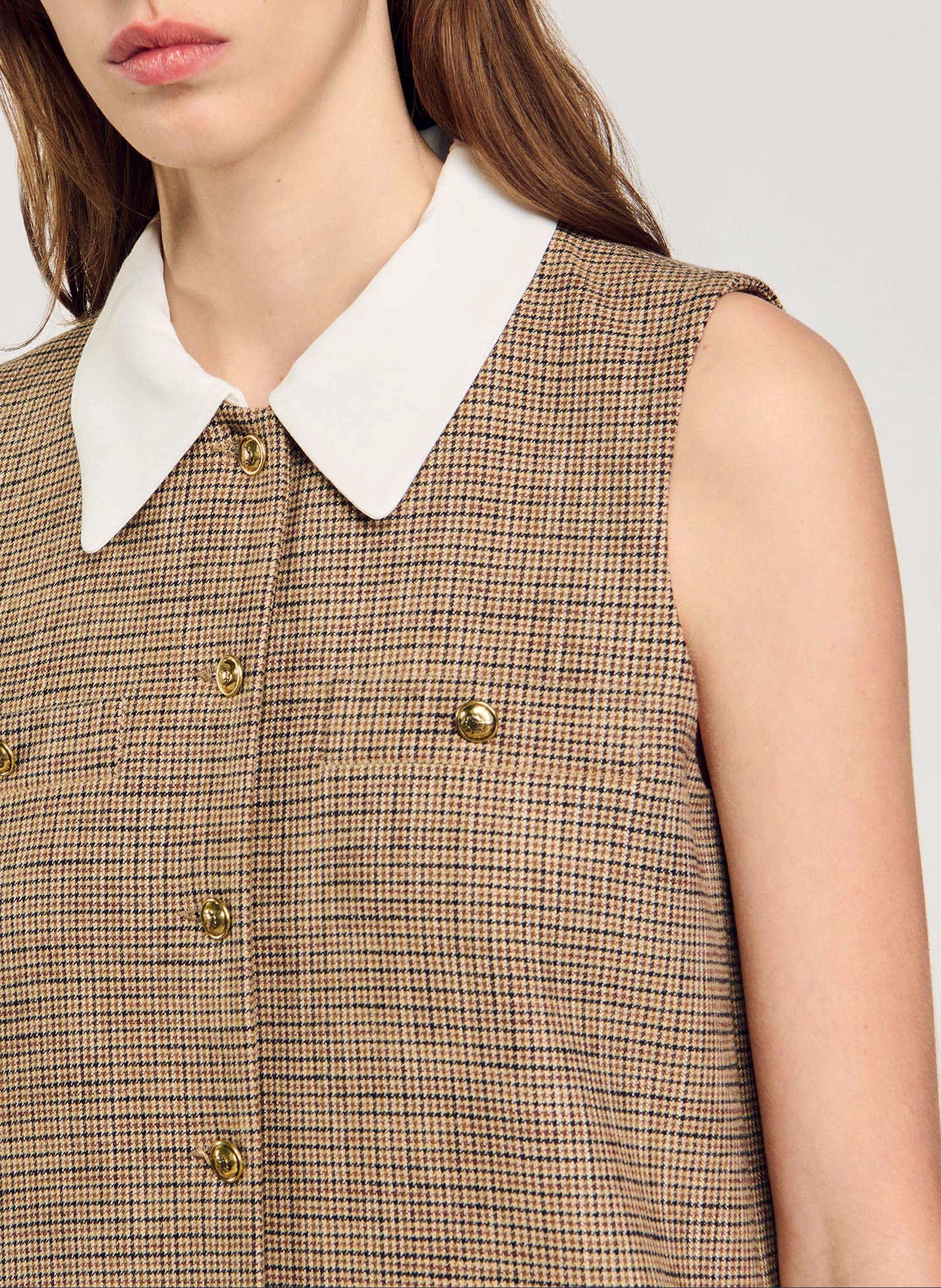 Robe courte col classique | Marron