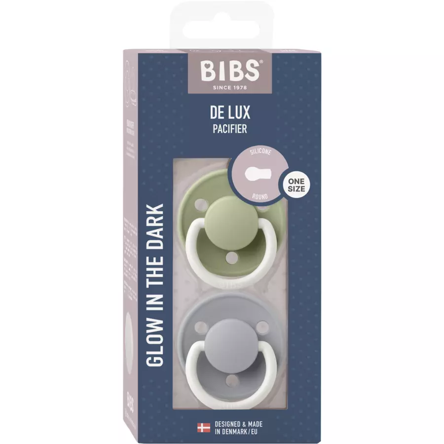 BIBS® Nachtschnuller De Lux Sage  Cloud Glow 0-36 Monate, 2 Stk.