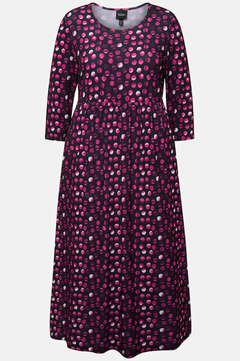 Jerseykleid, Punkte, A-Linie, Rundhals, 3/4-Arm