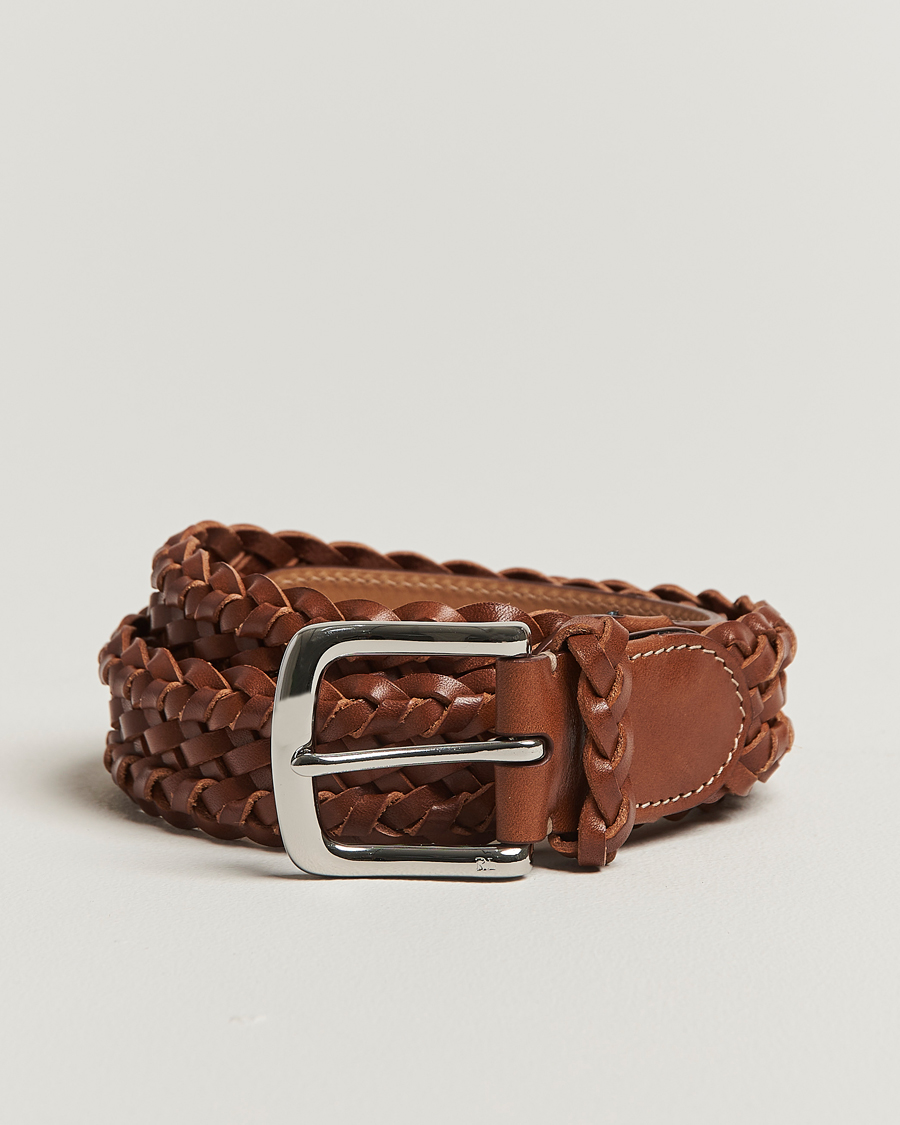 Ralph Lauren Purple Label Braided Belt Dark Brown
