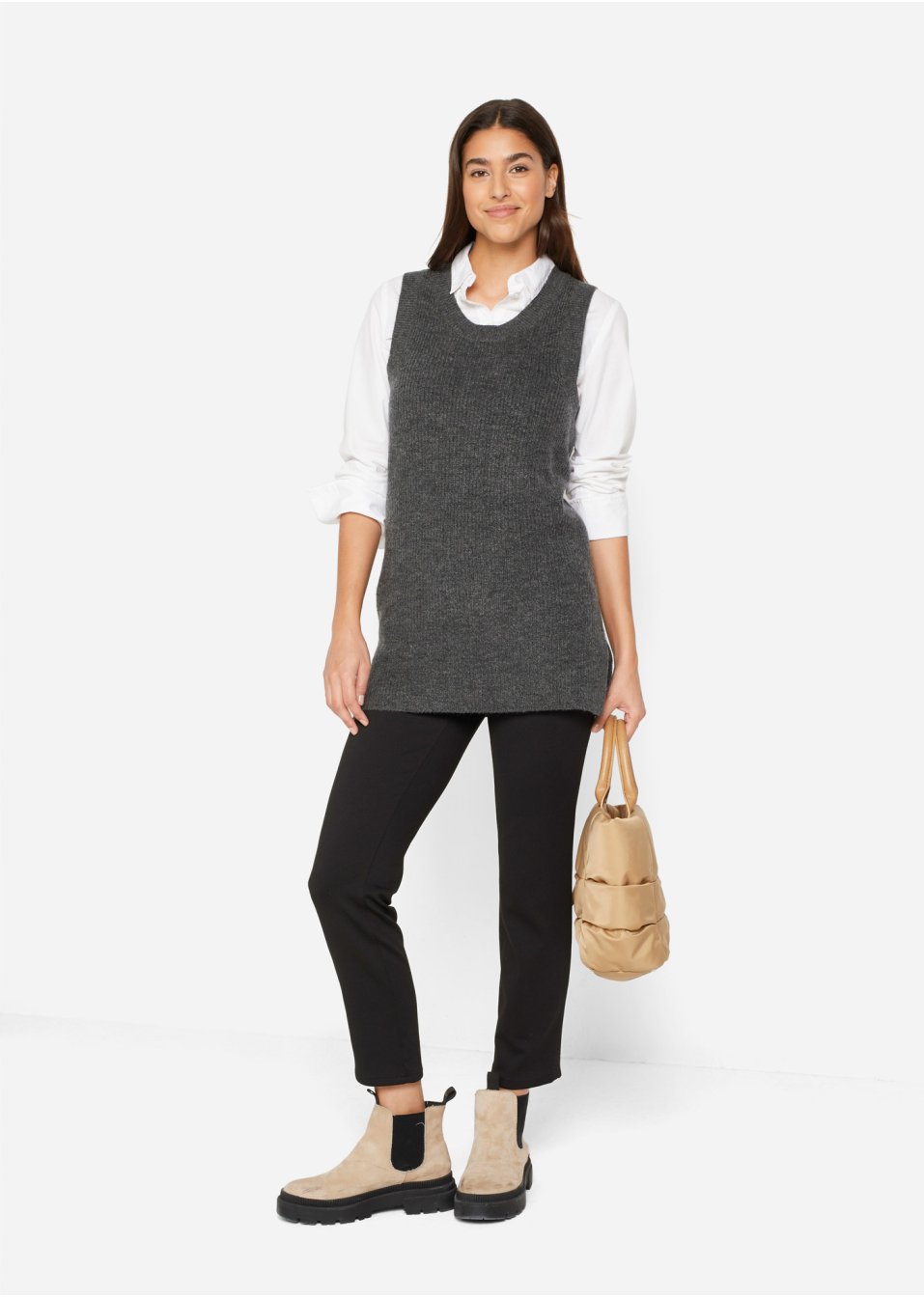 Pull sans manches avec fentes latérales