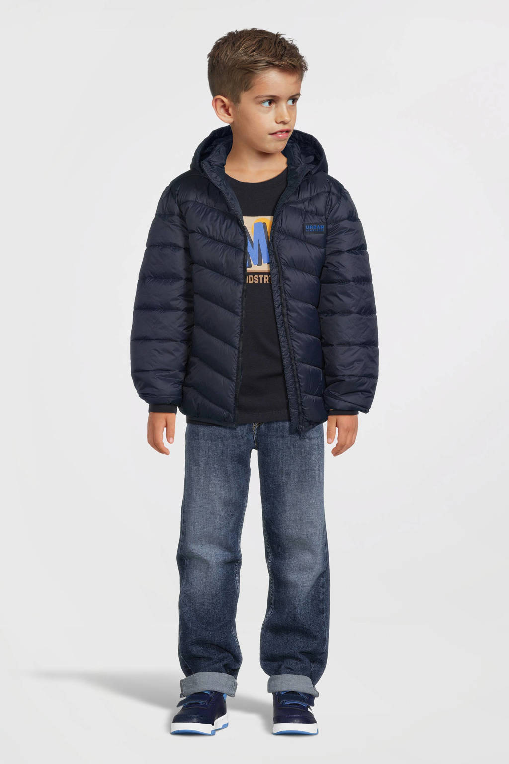Moodstreet longsleeve Loek met printopdruk donkerblauw