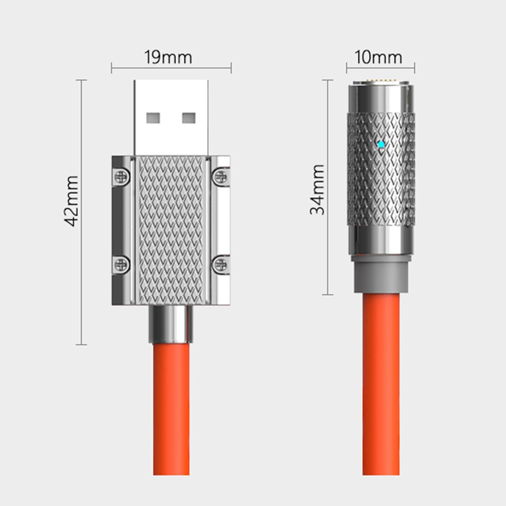 (2m) 100W USB A auf Lightning Ladekabel Magnetisches Datenkabel mit LED (Extra Robust Ø6mm) - Blau