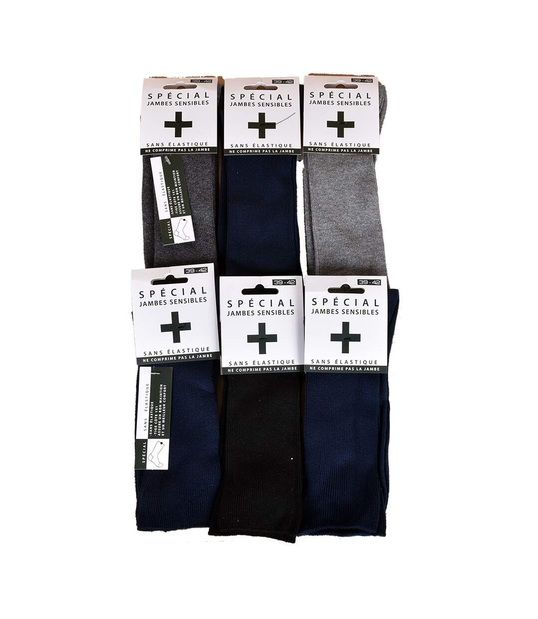 Chaussettes sans élastique homme Spécial Jambes sensibles Pack de 6 Paires Assorties