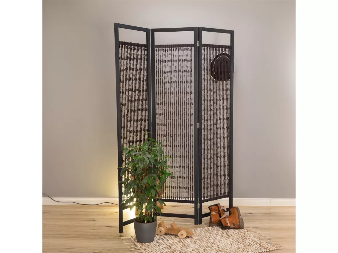 PARAVENT Cosmo 3 pièces. 166x121 cm, bois, fil solide noué schwarz