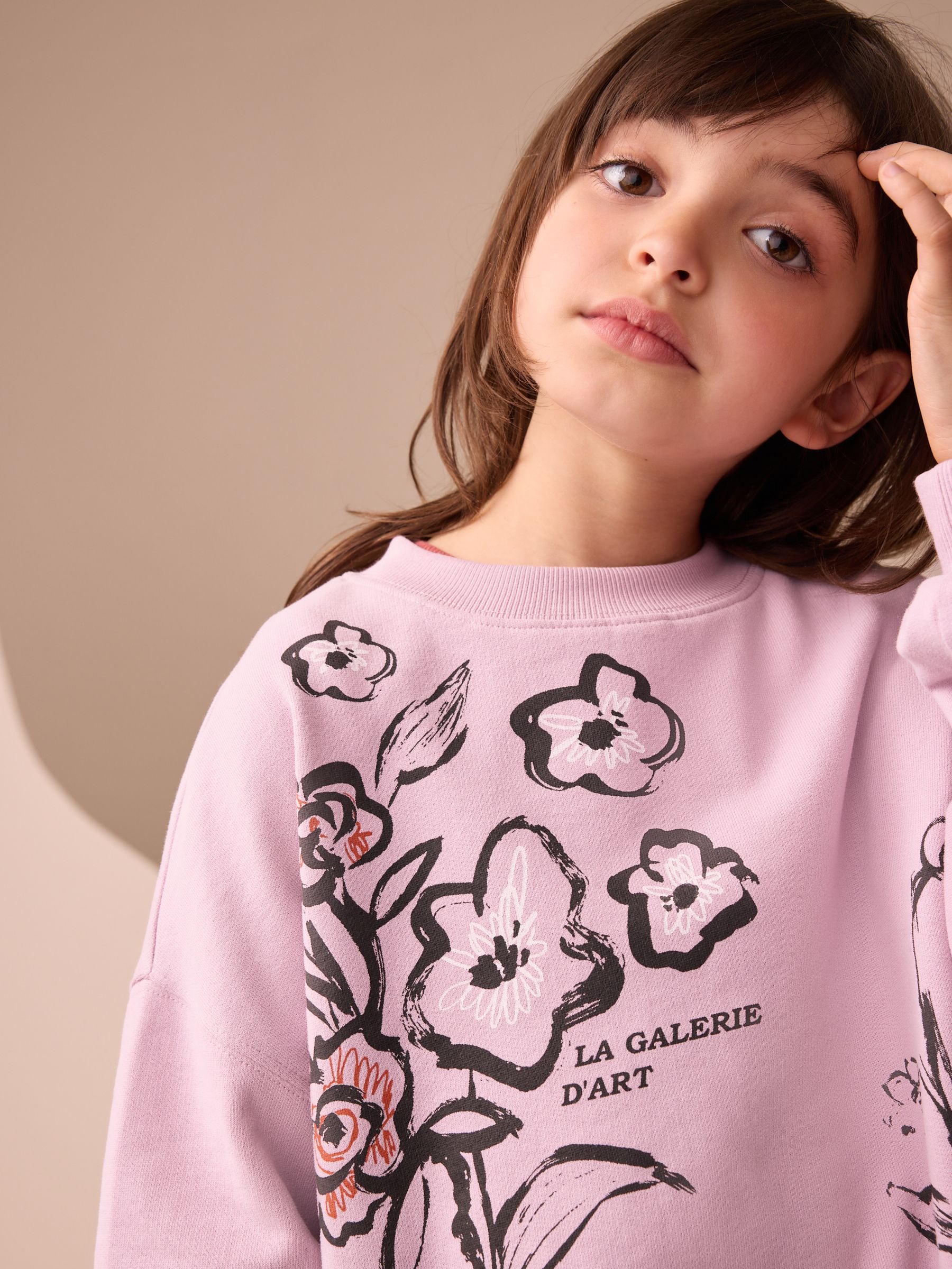 Roze bloemen - Print Long Sleeve Top (3-16yrs)