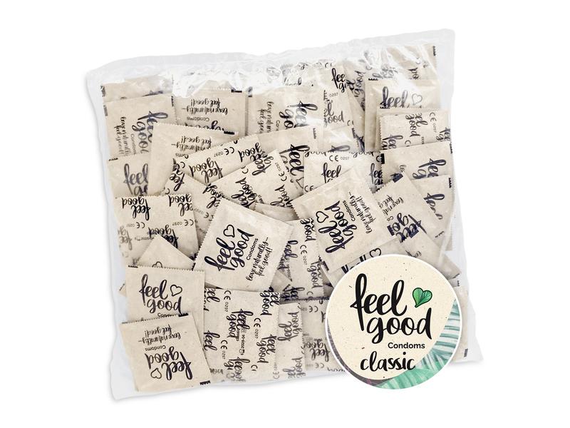feelgood Kondome Classic 100 Stück Grosspackung mit veganen, klassischen Präservativen
