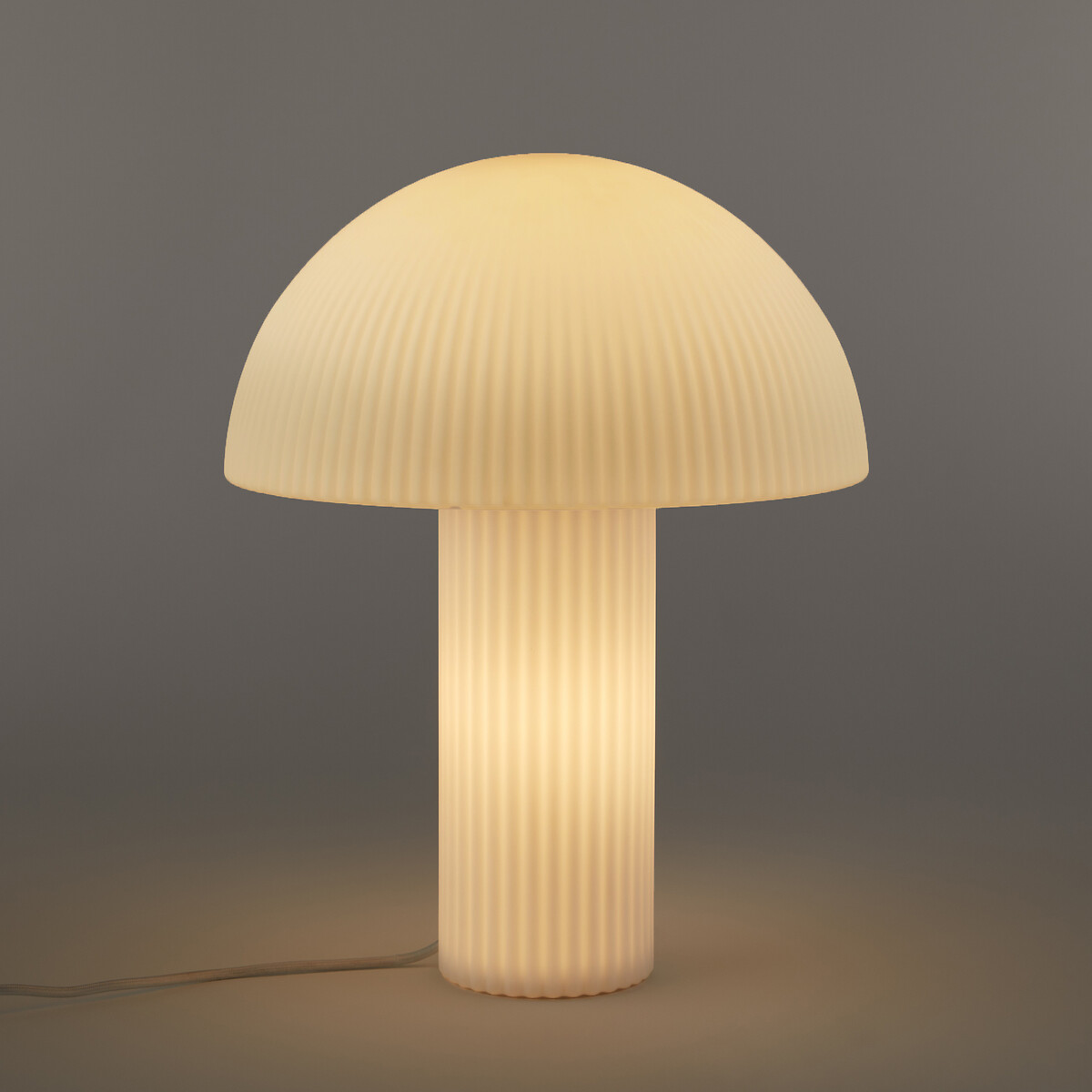 LA REDOUTE INTERIEURS<br>Candeeiro cogumelo vidro opalino listrado Alt.41,7cm Loulou
