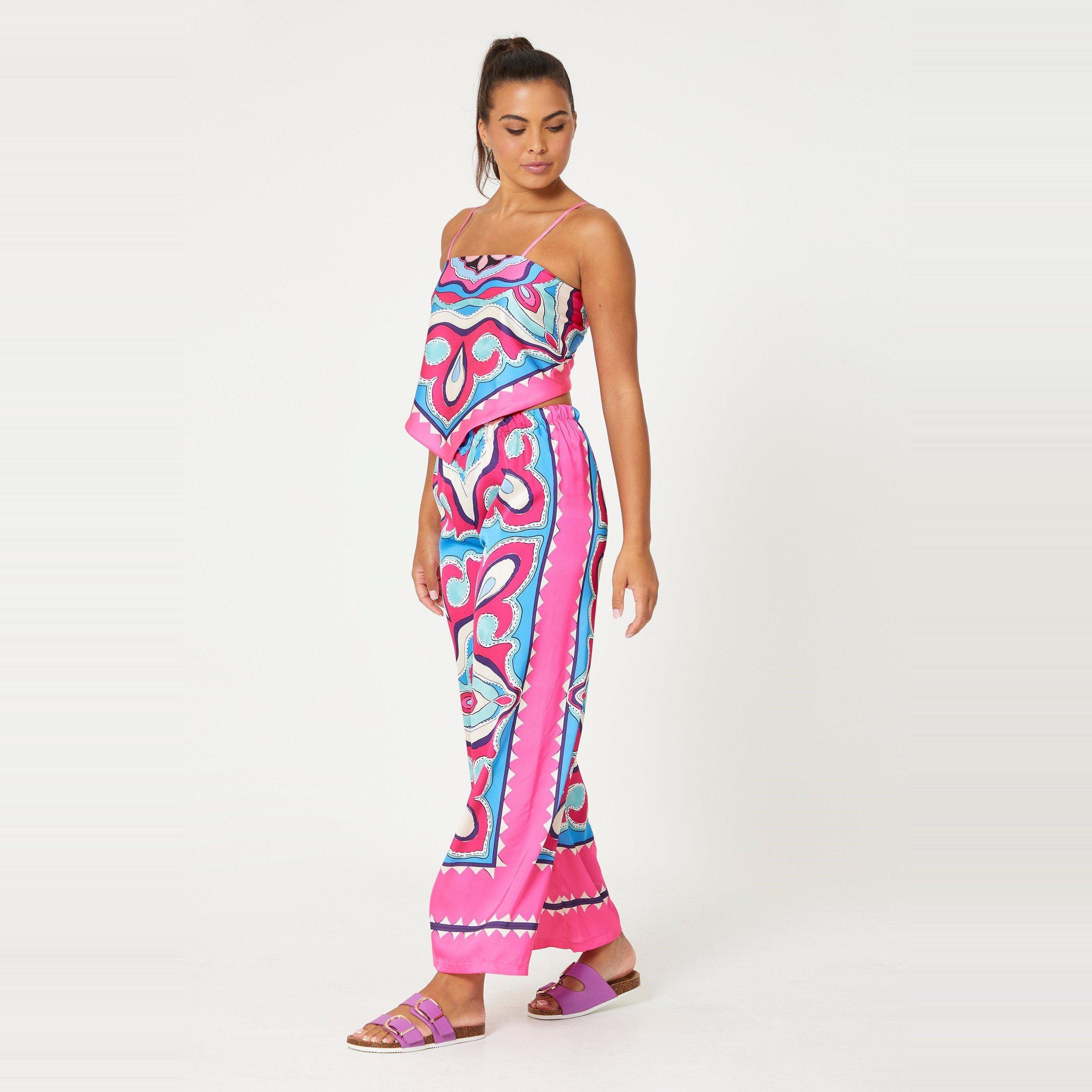 Be You BY Scarf Print Cami and Trouser Co Ord Set Womens