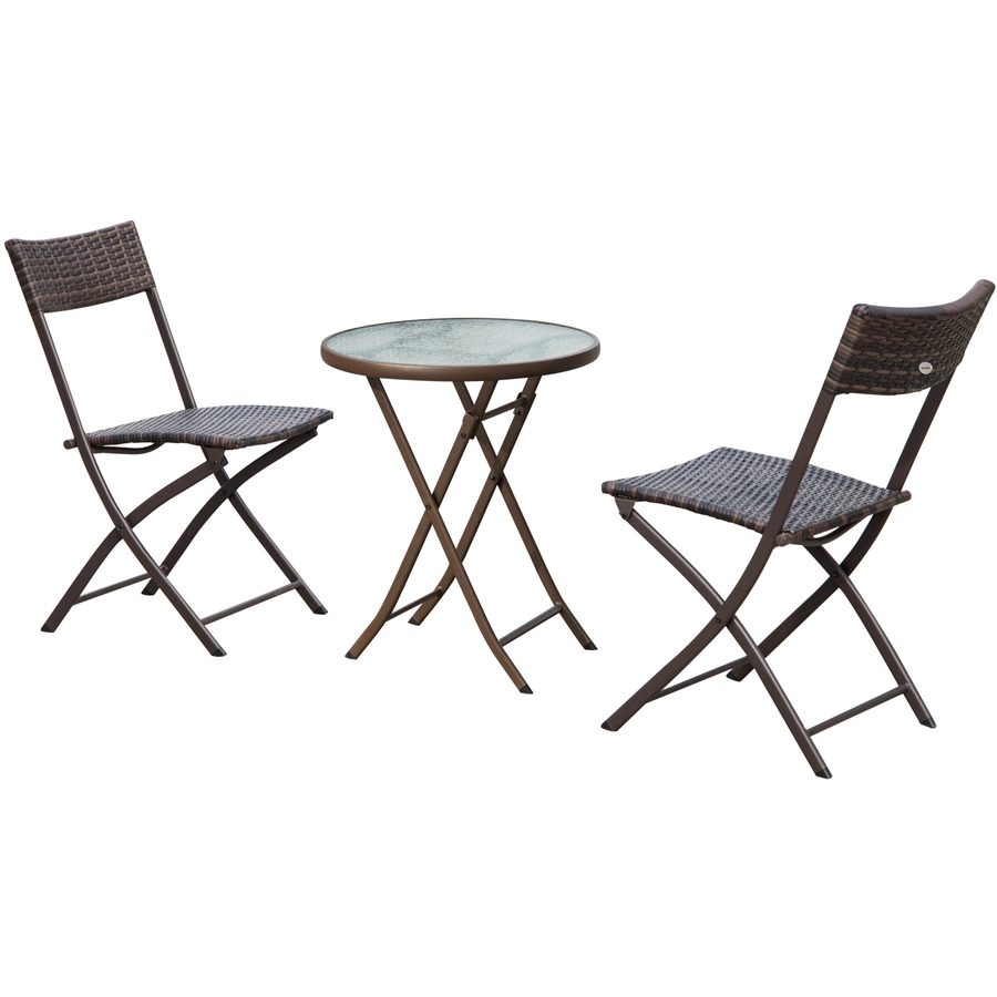 Outsunny Polyrattan Bistroset für 2 Personen braun