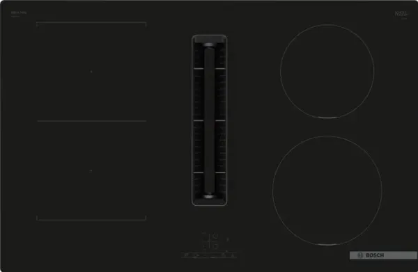 Bosch Serie | 4 PVS811B16E - Induktions kogeplade - 4 plader - Niche - bredde: 75 cm - dybde: 49 cm - Klasse B - rammeløs - sort med downdraft-udstødning (ekstraktion og recirkulation med ekstra ekstraktion og recurkulationssæt)