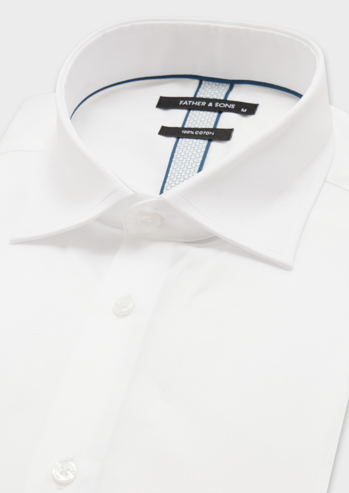 Chemise habillée Slim en satin de coton uni blanc