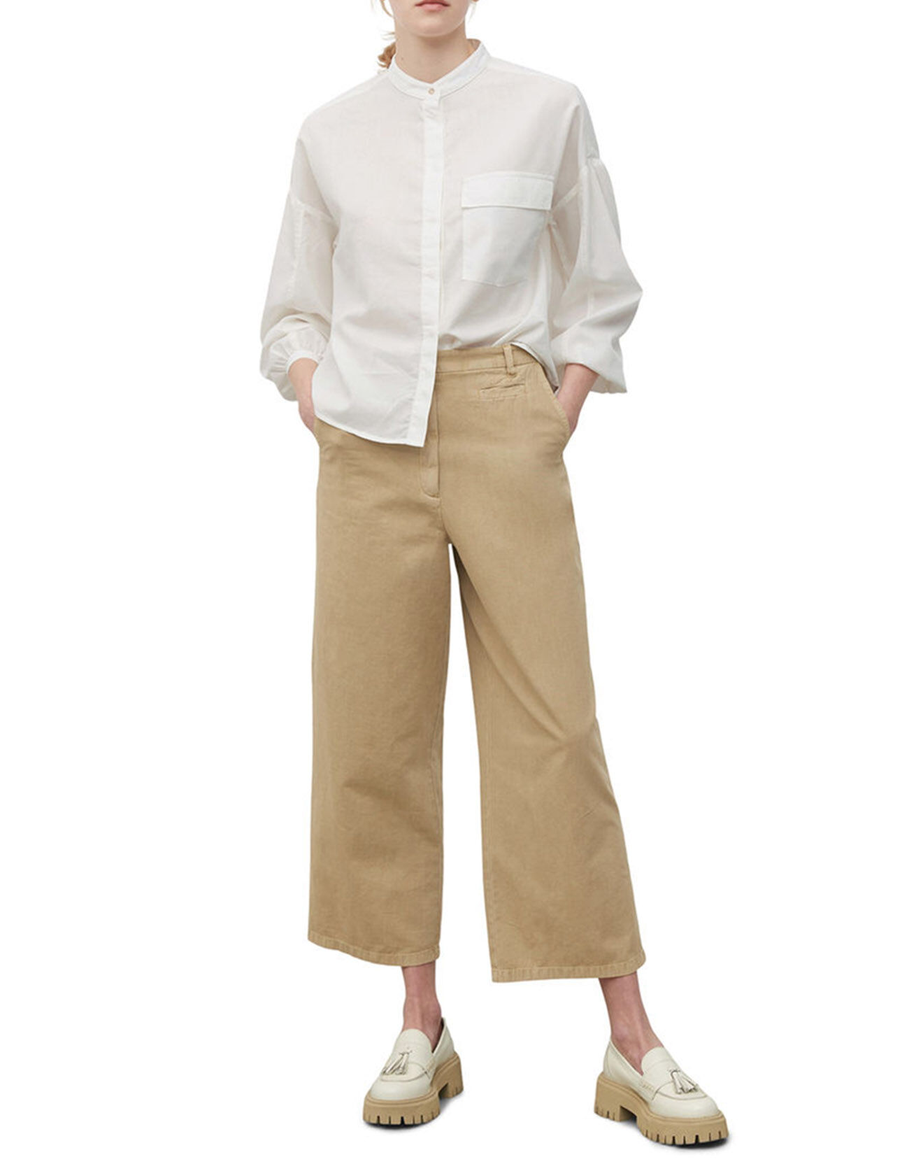 Marc O'Polo Chemise Col Mao Poche blanche