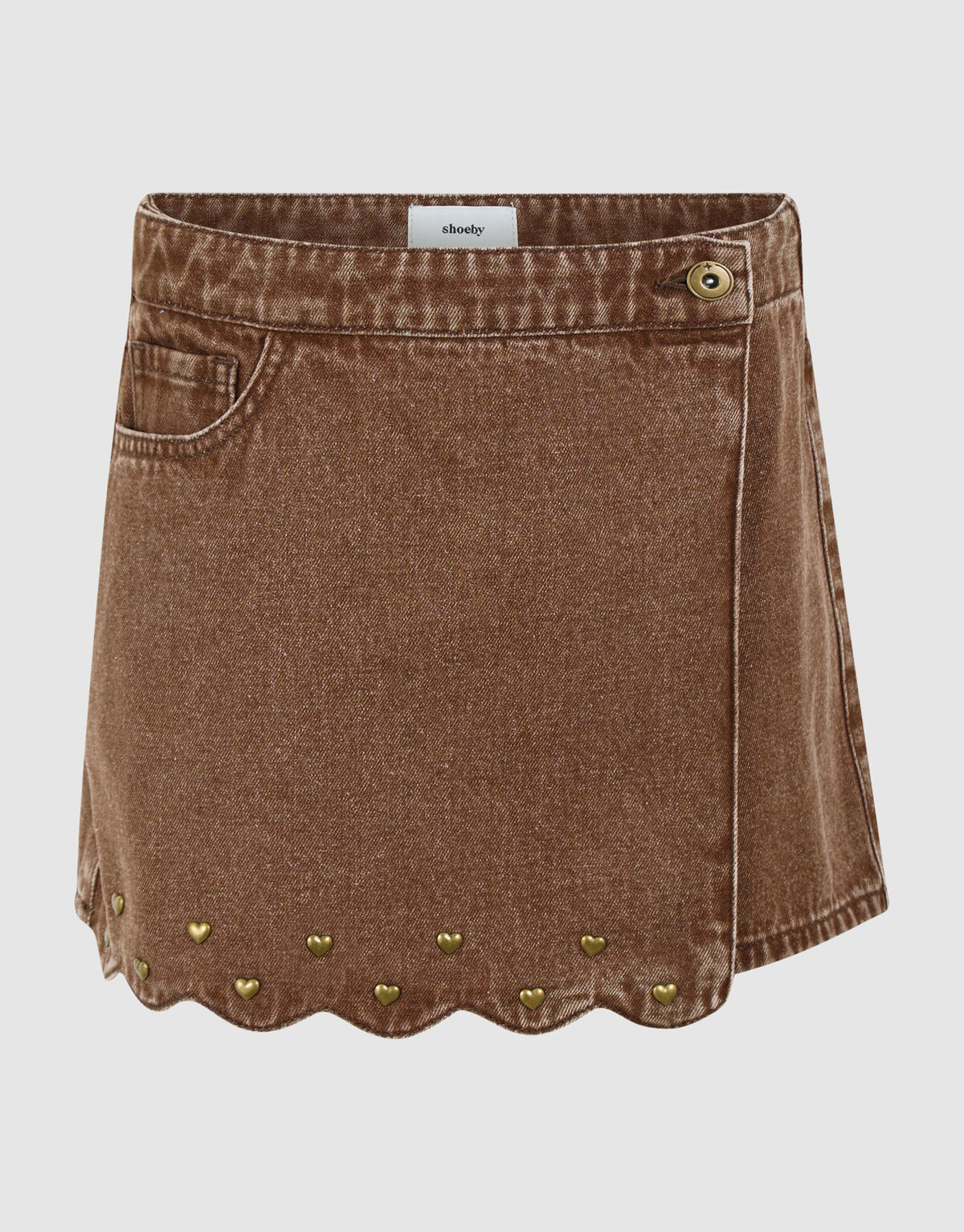 Heart Denim Skort Bruin