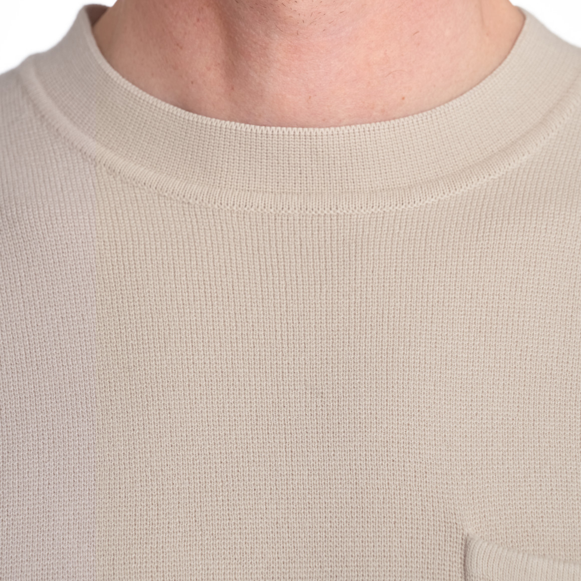 Jonas Nielsen Herren Strick-T-Shirt mit Brusttasche beige