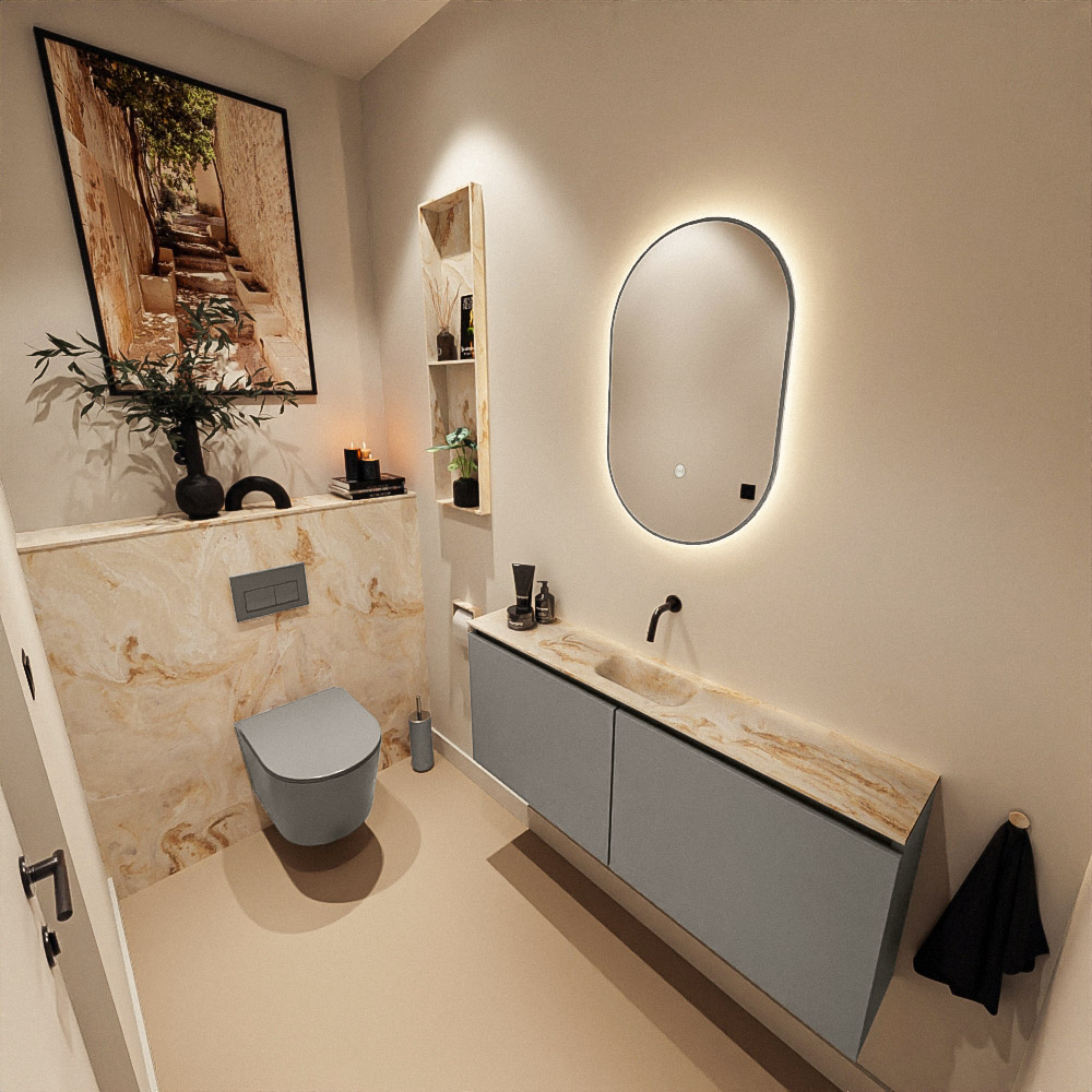 Mondiaz Glow ovale spiegel 45x90cm met verlichting smoke