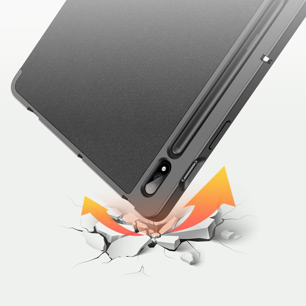 Samsung Galaxy Tab S8  Plus / Tab S7 FE 5G / Tab S7  Plus Tasche Smart Cover Hülle Stoff Design S-Pen Halterung - Schwarz